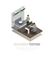 bio robot testing isometric composition vector image vector image