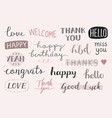 handwritten greetings typography set vector image