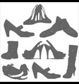 set shoe silhouette black lines on a white vector image