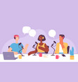 podcast recording radio show host in headset vector image vector image