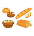 bread flat icons set for bakery shop or patisserie vector image