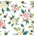rose flowers seamless pattern white background vector image