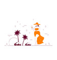 attractive plus size woman walking at beach vector image