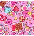 seamless kawaii pattern with sweets and candies vector image