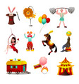 set circus colorful animals and person vector image