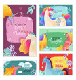 unicorn magic cards vector image vector image