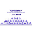 water drop thin line icons set vector image