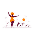 attractive woman plus size dancing on beach vector image