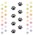 black and colorful animal footprints vector image