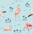 tropical flamingo palms seamless summer pattern vector image