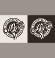 vintage monochrome motorcycle workshop round logo vector image vector image