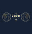 chinese new year rat 2020 gold line moon banner vector image