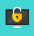 computer lock open on display vector image vector image