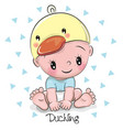 cute cartoon baby boy in a duckling hat vector image