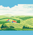 rural summer landscape with hills and village vector image vector image