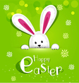 easter bunny looking out a green background vector image vector image