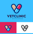 letter v monogram consists pill medical plaster vector image