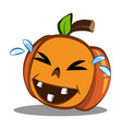 cute halloween pumpkin in crying laughter vector image vector image