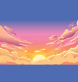 sunset sky cartoon summer sunrise with pink vector image