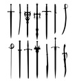 Silhouettes of medieval swords Royalty Free Vector Image