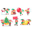christmas elves cartoon funny magical creatures vector image