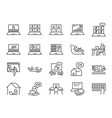 work from home line icon set vector image
