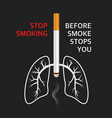 3d realistic cigarette lungs smoke vector image