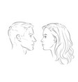 man and woman faces heads face portrait of young vector image
