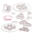 arabic food middle eastern sweets and tea vector image