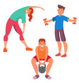 fitness people gym sporty club icons athlet vector image