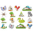 sticker set of cartoon wild animals vector image
