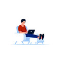 caucasian sitting in chair and working vector image