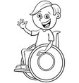 disabled boy character on wheelchair color book vector image