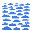 set of cartoon blue clouds on white background vector image