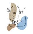 abstract drawing a man cubism line art vector image vector image