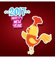 new year 2017 with cartoon funny rooster vector image