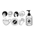 protection items and characters in mask vector image