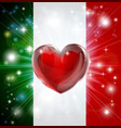 love italy flag heart background vector image