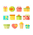 colorful wrapped present boxes flat vector image vector image