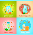 detox water 4 flat icons vector image
