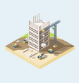 modern house building process isometric 3d vector image vector image