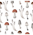 seamless pattern with mushrooms natural trendy vector image vector image