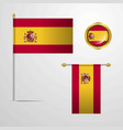 spain waving flag design with badge vector image