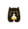 cat lab negative space logo icon vector image
