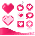 pixel heart design kit vector image
