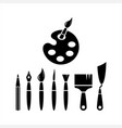 set art icons isolated on white stencil vector image