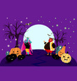 halloween horizontal poster with vampires vector image