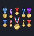medals and ribbons set different colors vector image