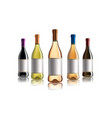 red wine bottle set of white rose and wine vector image vector image