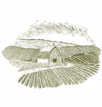 woodcut rural farm setting vector image vector image